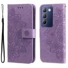 For vivo Y100 IDN / Y200e 5G Global Seven-petal Flowers Embossing Leather Phone Case(Light Purple) - 1