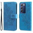 For vivo Y100 IDN / Y200e 5G Global Seven-petal Flowers Embossing Leather Phone Case(Blue) - 1