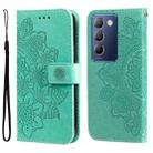 For vivo Y100 IDN / Y200e 5G Global Seven-petal Flowers Embossing Leather Phone Case(Green) - 1