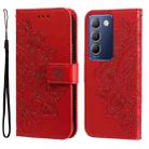 For vivo Y100 IDN / Y200e 5G Global Seven-petal Flowers Embossing Leather Phone Case(Red) - 1