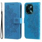 For vivo Y28 4G Global Seven-petal Flowers Embossing Leather Phone Case(Blue) - 1