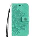 For vivo Y28 4G Global Seven-petal Flowers Embossing Leather Phone Case(Green) - 2