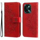 For vivo Y28 4G Global Seven-petal Flowers Embossing Leather Phone Case(Red) - 1