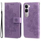 For vivo V40 Lite 4G / 5G IDN Seven-petal Flowers Embossing Leather Phone Case(Light Purple) - 1