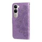 For vivo V40 Lite 4G / 5G IDN Seven-petal Flowers Embossing Leather Phone Case(Light Purple) - 3