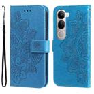 For vivo V40 Lite 4G / 5G IDN Seven-petal Flowers Embossing Leather Phone Case(Blue) - 1