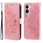 For vivo V40 Lite 4G / 5G IDN Seven-petal Flowers Embossing Leather Phone Case(Rose Gold) - 1
