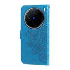 For vivo X200 Seven-petal Flowers Embossing Leather Phone Case(Blue) - 3