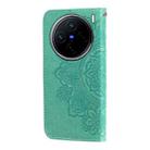 For vivo X200 Seven-petal Flowers Embossing Leather Phone Case(Green) - 3