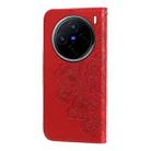 For vivo X200 Seven-petal Flowers Embossing Leather Phone Case(Red) - 3
