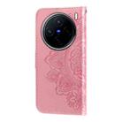 For vivo X200 Seven-petal Flowers Embossing Leather Phone Case(Rose Gold) - 3