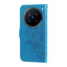 For vivo X200 Pro Seven-petal Flowers Embossing Leather Phone Case(Blue) - 3