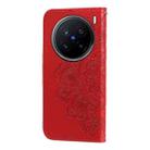 For vivo X200 Pro Seven-petal Flowers Embossing Leather Phone Case(Red) - 3