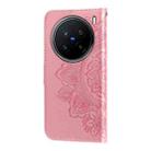 For vivo X200 Pro Seven-petal Flowers Embossing Leather Phone Case(Rose Gold) - 3