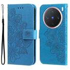 For vivo X200 Pro mini Seven-petal Flowers Embossing Leather Phone Case(Blue) - 1