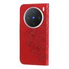 For vivo X200 Pro mini Seven-petal Flowers Embossing Leather Phone Case(Red) - 3