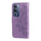 For vivo Y19s Seven-petal Flowers Embossing Leather Phone Case(Light Purple) - 3