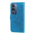 For vivo Y19s Seven-petal Flowers Embossing Leather Phone Case(Blue) - 3