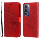 For vivo Y19s Seven-petal Flowers Embossing Leather Phone Case(Red) - 1