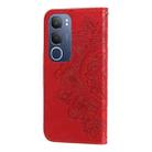 For vivo Y19s Seven-petal Flowers Embossing Leather Phone Case(Red) - 3