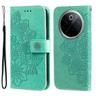 For vivo Y300 Pro Seven-petal Flowers Embossing Leather Phone Case(Green) - 1