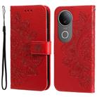 For vivo S20 Seven-petal Flowers Embossing Leather Phone Case(Red) - 1