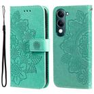 For vivo Y29s 5G / Y04 4G Seven-petal Flowers Embossing Leather Phone Case(Green) - 1