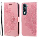 For vivo Y29s 5G / Y04 4G Seven-petal Flowers Embossing Leather Phone Case(Rose Gold) - 1