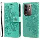 For vivo Y29 4G Seven-petal Flowers Embossing Leather Phone Case(Green) - 1