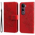 For vivo Y400 Pro 5G / V40e / iQOO Z9s Seven-petal Flowers Embossing Leather Phone Case(Red) - 1