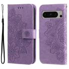 For Google Pixel 8 Pro 7-petal Flowers Embossing Leather Phone Case(Light Purple) - 1