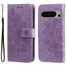 For Google Pixel 8 Pro Seven-petal Flowers Embossing Leather Phone Case(Light Purple) - 1