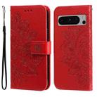 For Google Pixel 8 Pro 7-petal Flowers Embossing Leather Phone Case(Red) - 1