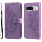 For Google Pixel 8 7-petal Flowers Embossing Leather Phone Case(Light Purple) - 1