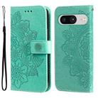 For Google Pixel 8 7-petal Flowers Embossing Leather Phone Case(Green) - 1