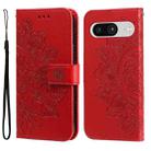 For Google Pixel 8 7-petal Flowers Embossing Leather Phone Case(Red) - 1