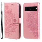 For Google Pixel 7 Pro 7-petal Flowers Embossing Leather Phone Case(Rose Gold) - 1