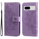 For Google Pixel  7 7-petal Flowers Embossing Leather Phone Case(Light Purple) - 1