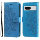 For Google Pixel  7 7-petal Flowers Embossing Leather Phone Case(Blue) - 1