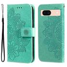 For Google Pixel 8a Seven-petal Flowers Embossing Leather Phone Case(Green) - 1