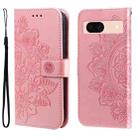 For Google Pixel 8a Seven-petal Flowers Embossing Leather Phone Case(Rose Gold) - 1