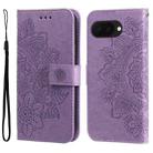 For Google Pixel 9a Seven-petal Flowers Embossing Leather Phone Case(Light Purple) - 1