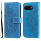 For Google Pixel 9a Seven-petal Flowers Embossing Leather Phone Case(Blue) - 1