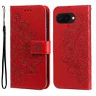 For Google Pixel 9a Seven-petal Flowers Embossing Leather Phone Case(Red) - 1