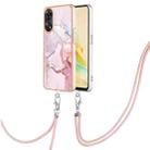 For OPPO Reno8 T 4G Electroplating Marble Dual-side IMD Phone Case with Lanyard(Rose Gold 005) - 1