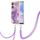 For OPPO A78 / A58 Electroplating Marble Dual-side IMD Phone Case with Lanyard(Purple 002) - 1