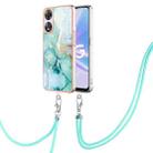 For OPPO A78 / A58 Electroplating Marble Dual-side IMD Phone Case with Lanyard(Green 003) - 1