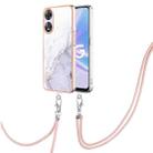 For OPPO A78 / A58 Electroplating Marble Dual-side IMD Phone Case with Lanyard(White 006) - 1