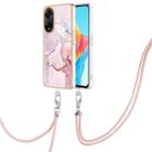 For OPPO A98 Electroplating Marble Dual-side IMD Phone Case with Lanyard(Rose Gold 005) - 1