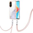 For OPPO A98 Electroplating Marble Dual-side IMD Phone Case with Lanyard(White 006) - 1